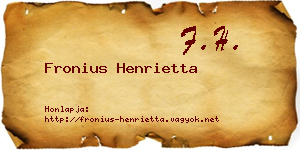 Fronius Henrietta névjegykártya